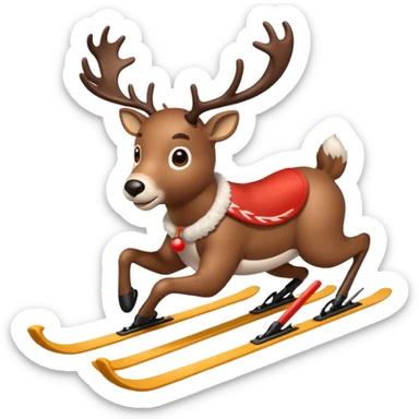 
reindeer skiing sticker