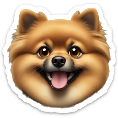 A black and tan Pomeranian, smiling with his tongue out sticker