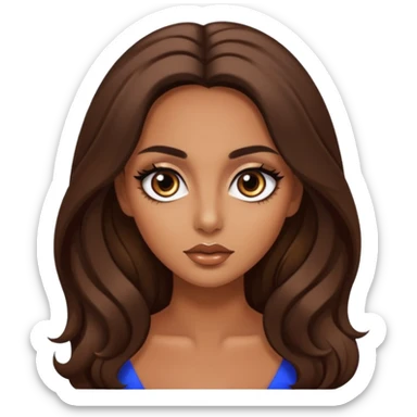 big dark eyes and tanned skin brown hair glamorous long hair sticker