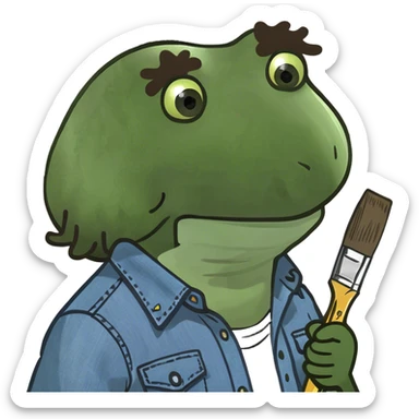 in a bob ross costume sticker