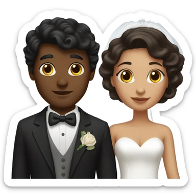 Dark hair groom and brown skin bride sticker