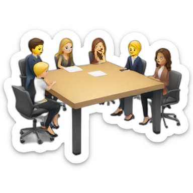 meeting table with young white people seated sticker