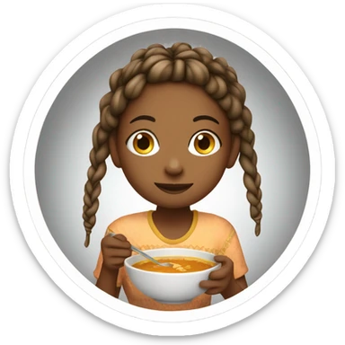 Girl eating soup with boho braids sticker