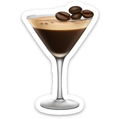Classic espresso martini with coffee bean as garnish sticker
