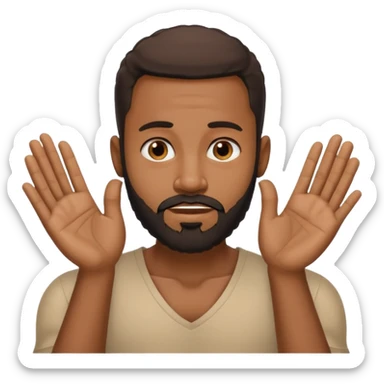 BLACK MAN WITH LOW CUT BEARD SAYING WHO CARES?! MOTIONING HANDS  sticker