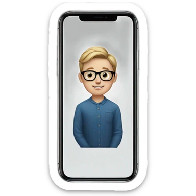 A white boy with glasses on an iPhone 11 sticker
