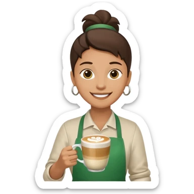 Barista + green apron + latte cup sticker