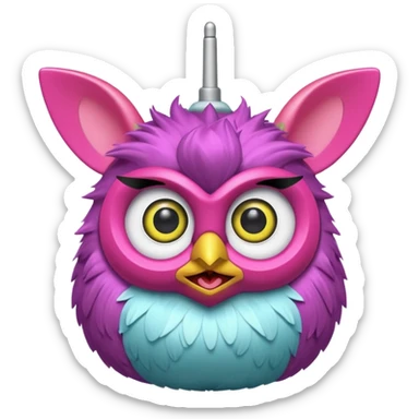 Furby 2012 with clear antena 1 on head and tiny beak sticker