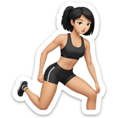 Tan woman with black hair pushing butt outward bent at waist sticker