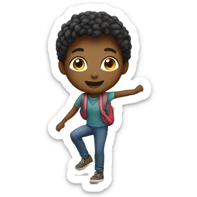 a white-skin student making a step downstairs sticker