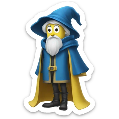 Wizard with blue jacket and face spongebob sticker