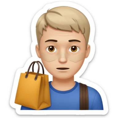 a fair-haired guy with a short haircut, abrasions on his face and bags under his eyes sticker