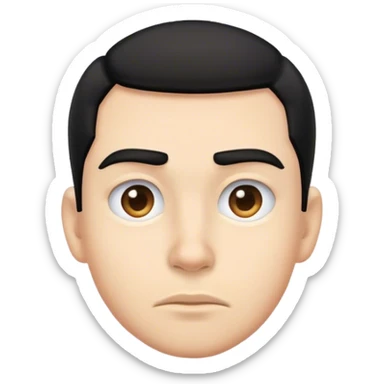 Emoji de ceja levantada con cabello negro y el emoji es color piel sticker