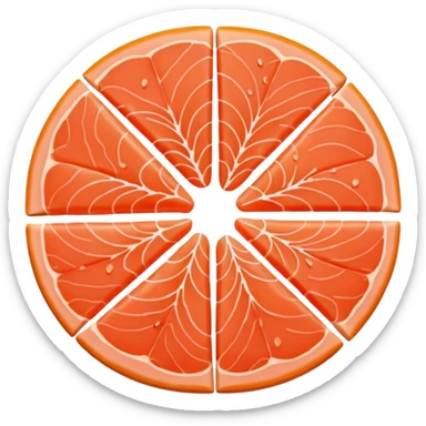 create a round half cut Slice of Salmon

Camera angle: slightly elevated top-down view with a gentle bird’s-eye perspective (about 15–20°), identical perspective and scaled do not add anything  on plate only the slice of salmon  sticker