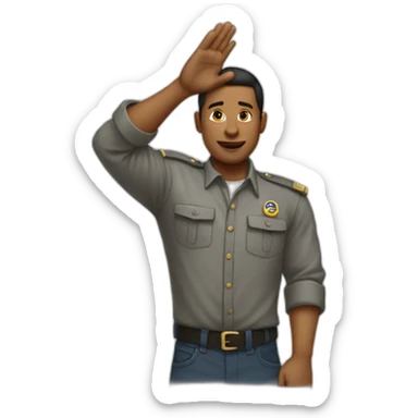 A man salutes wjth his hand sticker