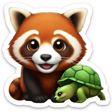 Red panda with turtle shell sticker