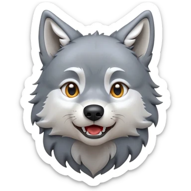 cinematic-cute-howling-wolf-portrait-emoji,-head-tilted-slightly-with-a-dramatic,-wide-open-howl,-showcasing-a-smooth-grey-and-white-fur-with-drooping-ears,-round-eyes-barely-open-in-drowsy-contentment,-simplified-yet-irresistibly-adorable zoomed out showing shoulders sticker