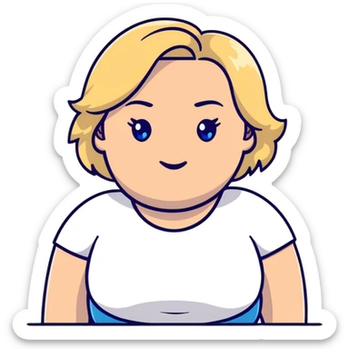 A middle aged plus size woman with blonde hair and blue eyes sticker