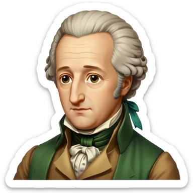 Cinematic Realistic Johann Wolfgang von Goethe Portrait Emoji, depicted as an intellectual literary giant with a thoughtful gaze and refined attire, rendered with detailed textures and warm classical lighting that captures his enduring literary influence. sticker