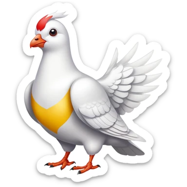 white pigeon wearing Flash costume sticker
