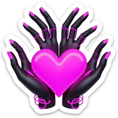 Neon cyberpunk style 
heart made of female neon hands sticker