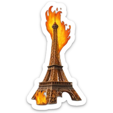 Renard qui monte une tour Eiffel en feu sticker