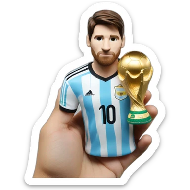Messi holding world cup argentina jersey sticker