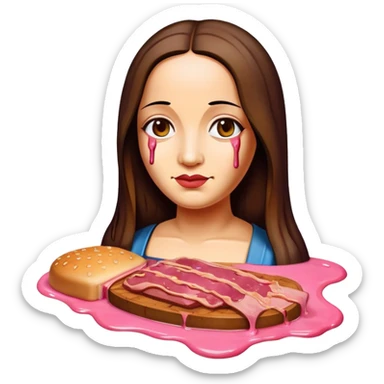  SPAM meat melted pink dripping sauce Monalisa sticker