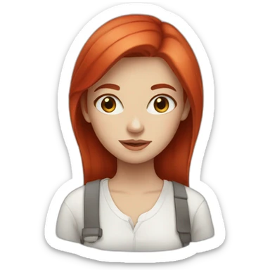 Girl artist with red head and blue eyes sticker
