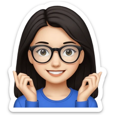 ragazzina di 16 anni mora capelli lunghi con occhiali neri sticker