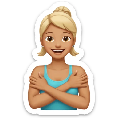arms crossed holding neck laughing sticker
