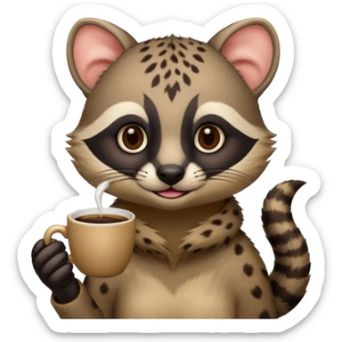 civet is drinking coffee sticker