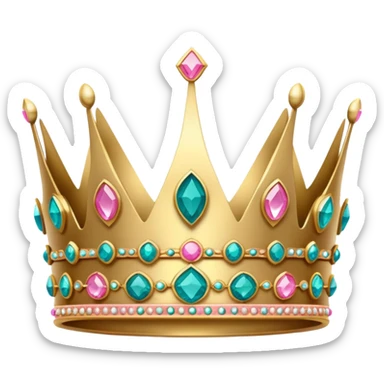 Crown with teal and pink Jewels  sticker