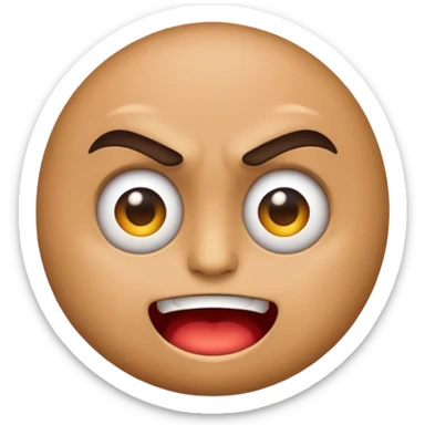 A simple emoji that is half angry and half kind and happy. sticker