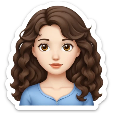 brunnete girl white.skintone wavy hair sticker