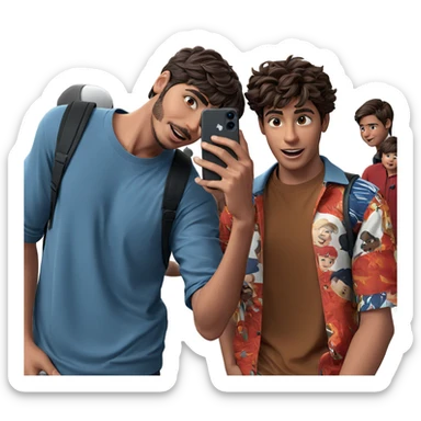 boys taking a selfie together sticker