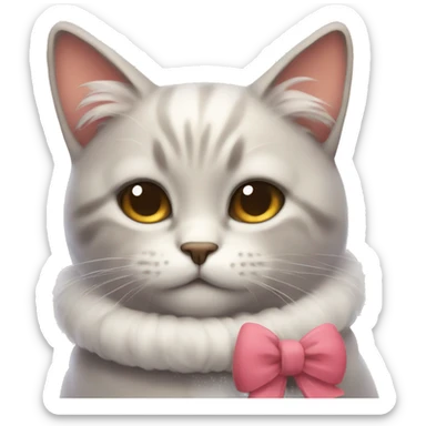 cozy cat with a cute bow  sticker