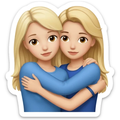Two girls hugging one blonde one brunette sticker