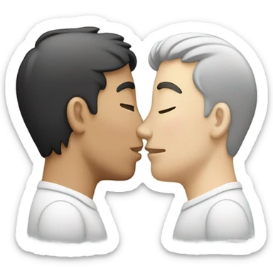 Two men kissing each other , one white one Chinese  sticker