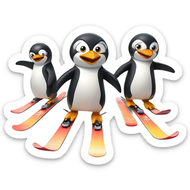 Skiing penguins sticker