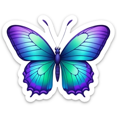 Gradient iridescent purple indigo blue cyan green butterfly sticker