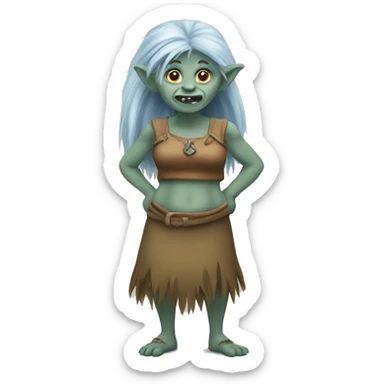 Standing female troll emoji sticker
