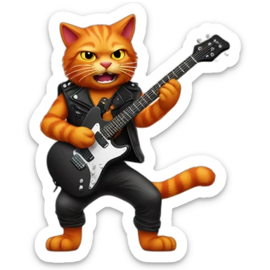 Red Cat playing guitare heavy metal rock sticker