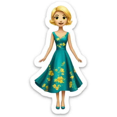 An emoji of a stylish dress, typically elegant and suitable for special occasions, with a vibrant color and flowing design sticker