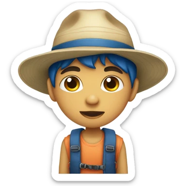 niño con ojos azules que pesca sticker