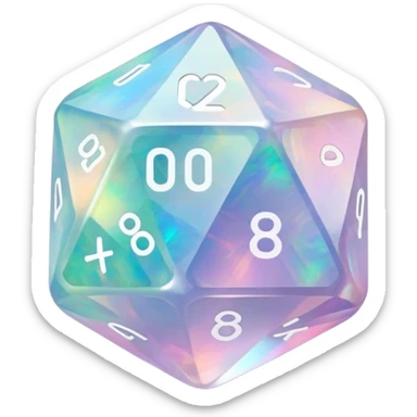 opal crystal gemstone d20 dice sticker