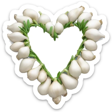 white heart adorned with garlic garland sticker