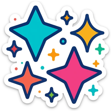 vibrant toon style sparkles, energetic and colorful sticker