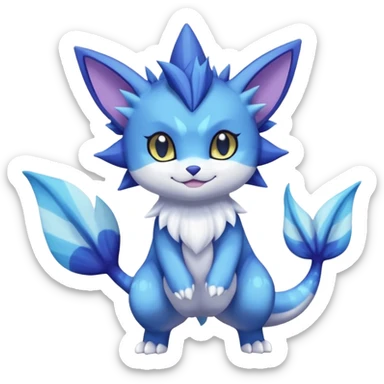Vaporeon-Purrloin-Meowstic-Fakémon-hybrid-creature (full body)  sticker