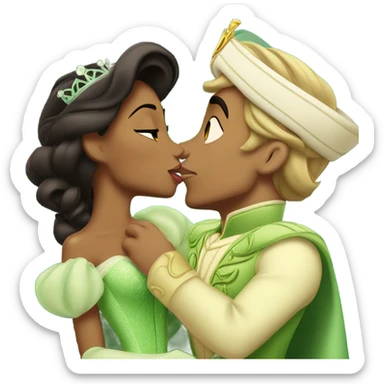 Princess Tiana kissing Prince Naveen sticker